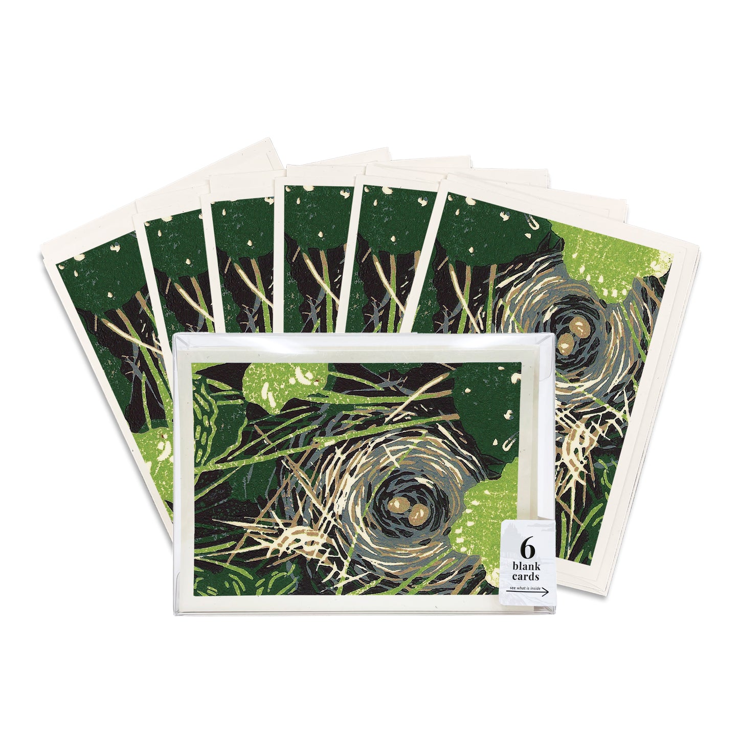 A casually elegant card featuring Michigan wildlife art by Natalia Wohletz titled Bird's Nest.