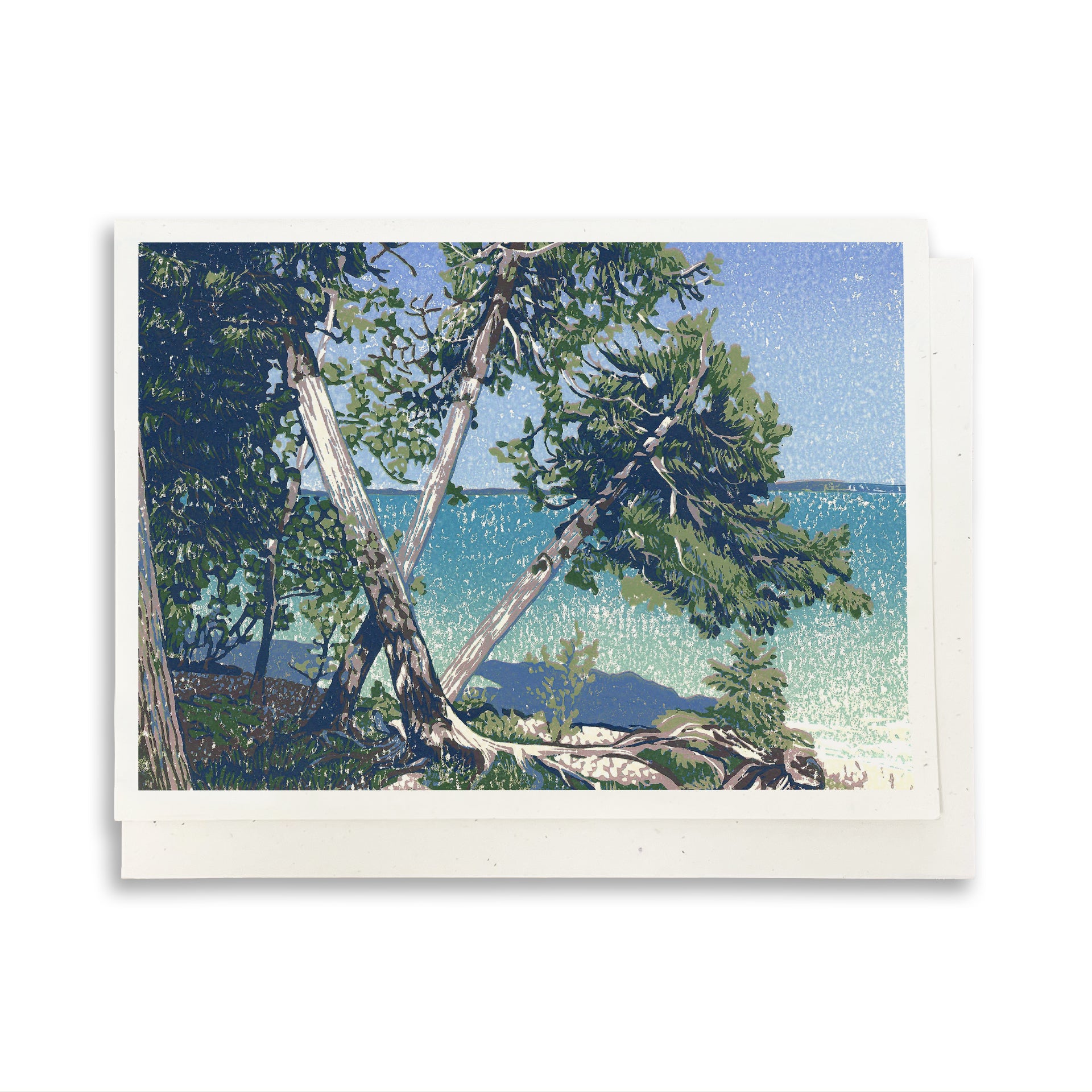 Cedar Beach Blank Greeting Card by Natalia Wohletz of Peninsula Prints.