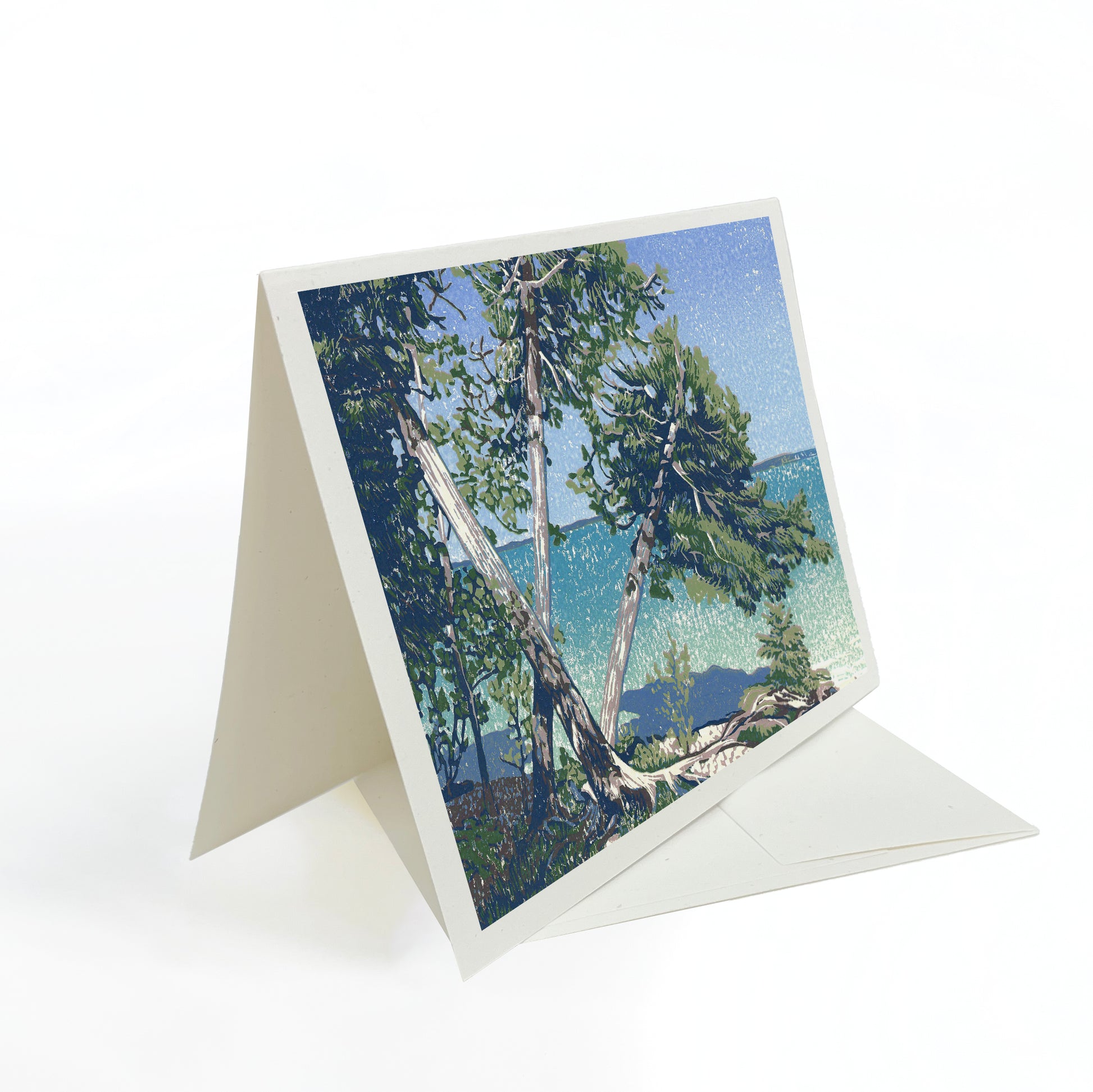 Cedar Beach Blank Greeting Card by Natalia Wohletz of Peninsula Prints.
