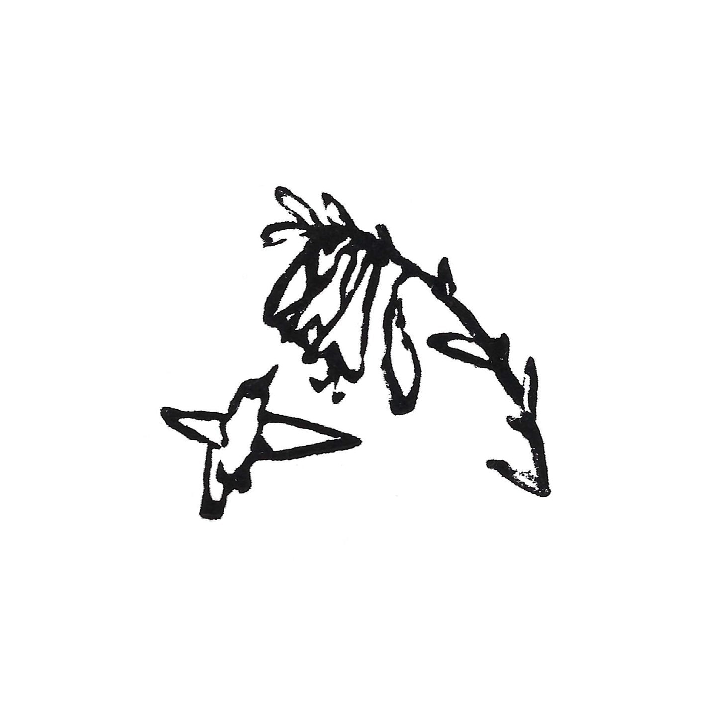 A black and white original block print of a hummingbird and flowers.