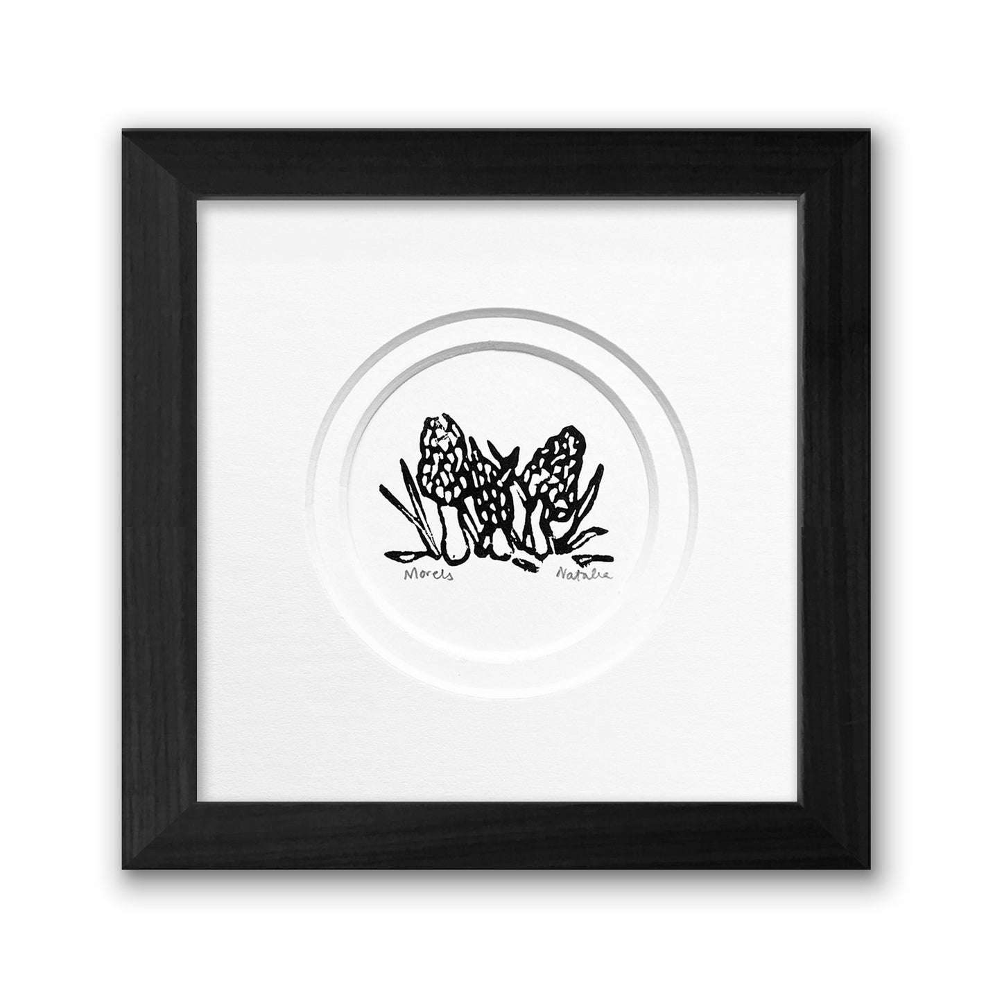 Mini Morels Original Block Print