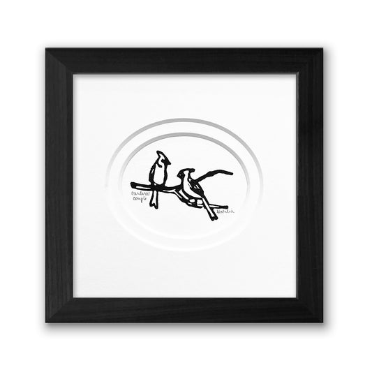 Mini Cardinal Couple Original Block Print