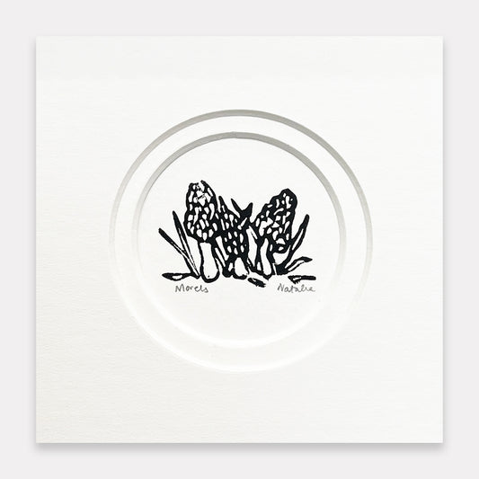 Mini Morels Original Block Print