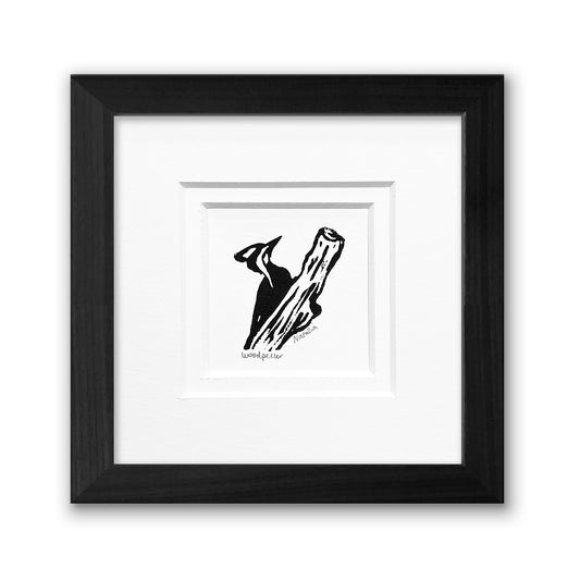 Mini Woodpecker Original Block Print