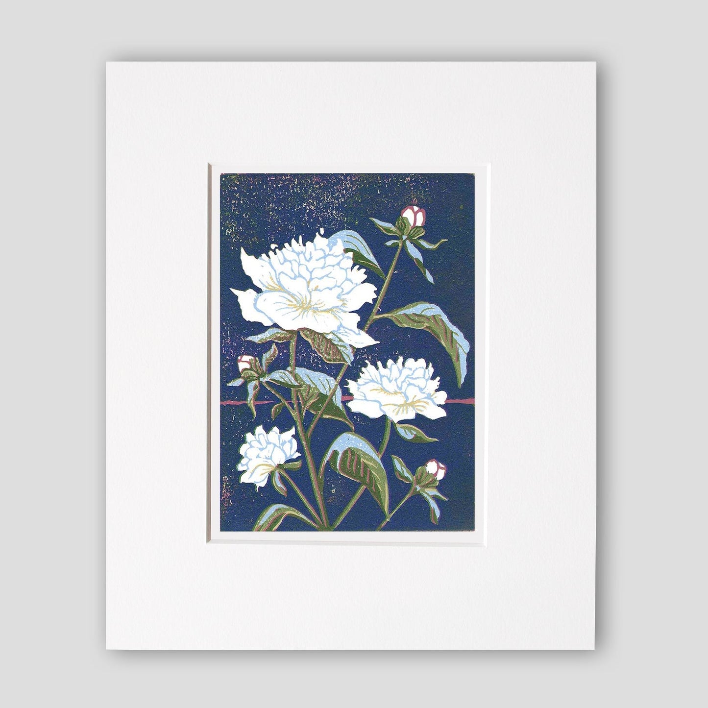 Peonies Original Block Print