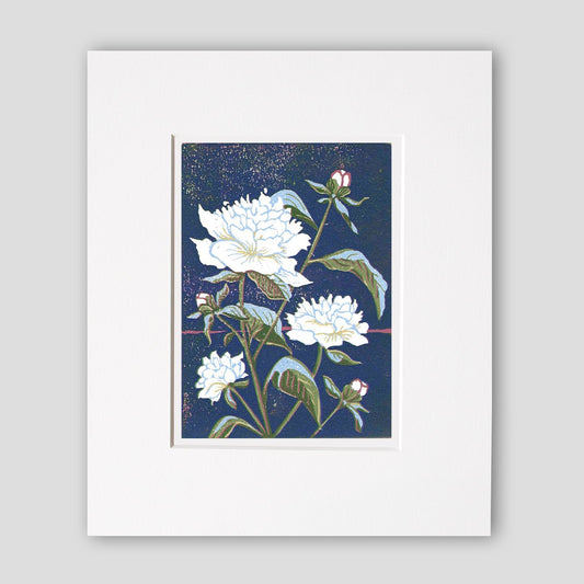 Peonies Original Block Print