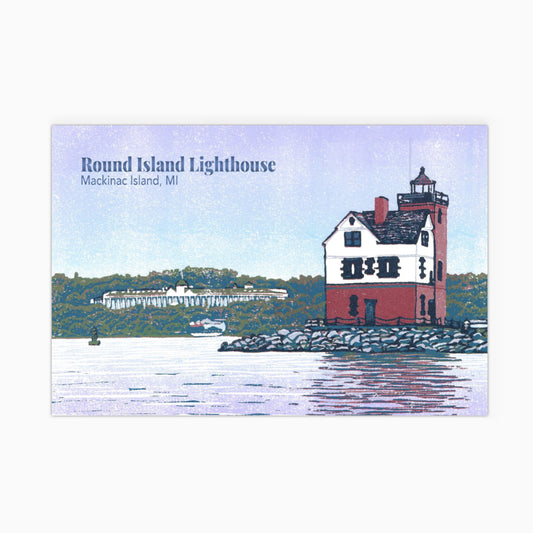 Rounding the Island Postcard (with text) by Natalia Wohletz of Peninsula Prints.