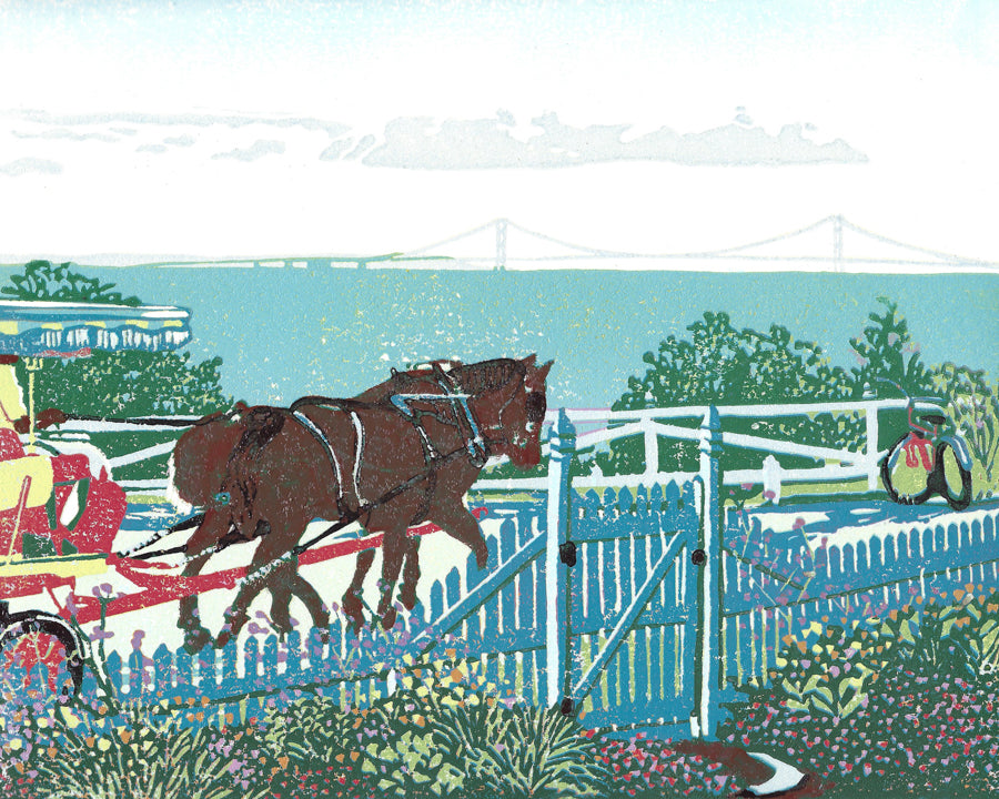 Mackinac Garden Gate Original Block Print