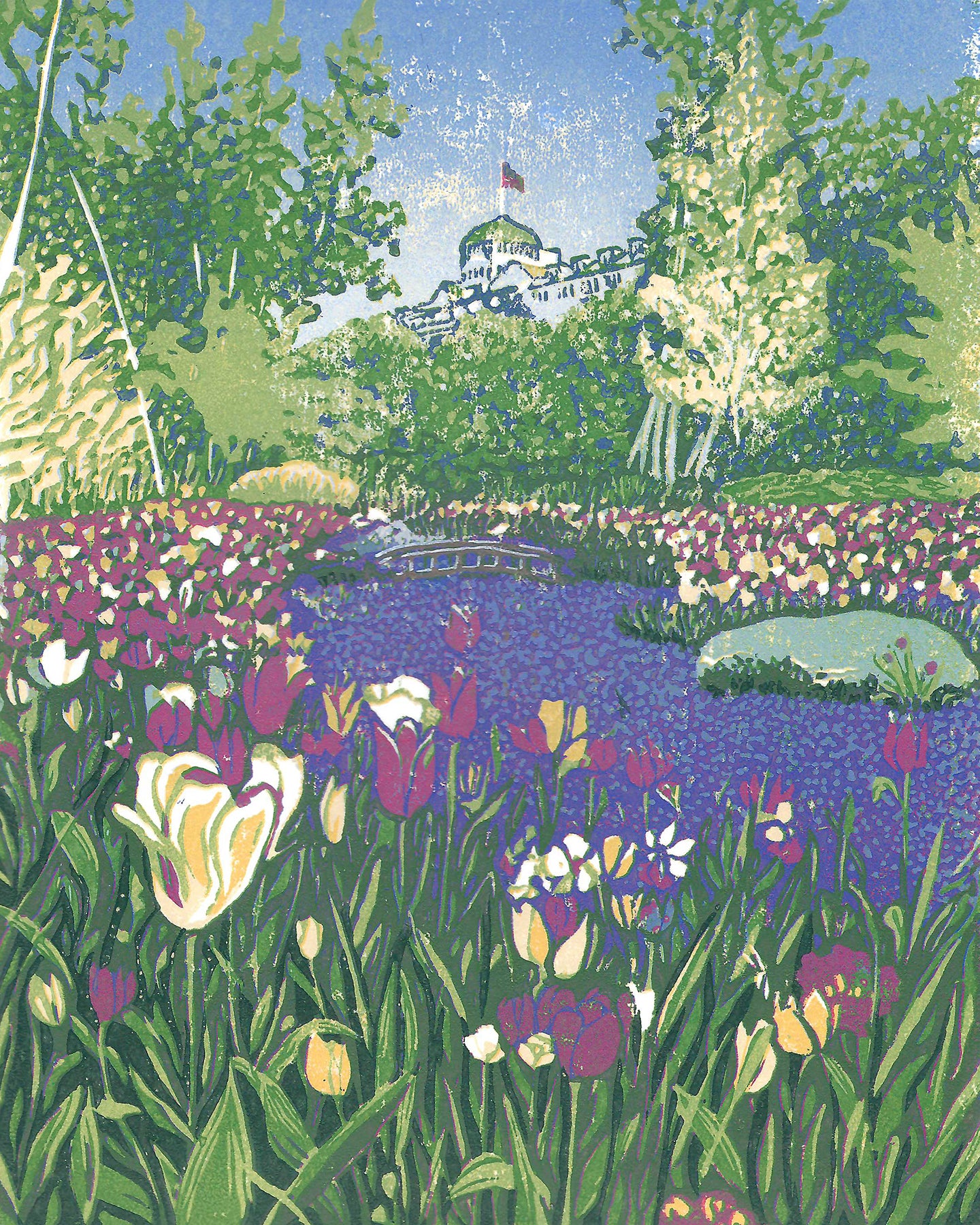 Grand Hotel Secret Garden River Blank Greeting Card by Natalia Wohletz of Peninsula Prints.