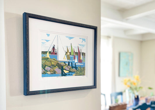 Yacht Race Original Block Print