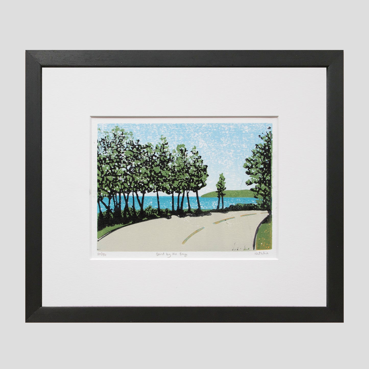 Bend by the Bay. Contemporary Mackinac Island art by Natalia Wohletz of Peninsula Prints.