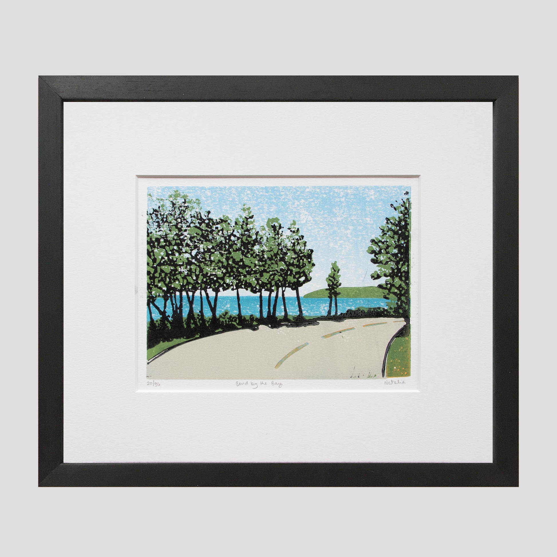 Bend by the Bay. Contemporary Mackinac Island art by Natalia Wohletz of Peninsula Prints.