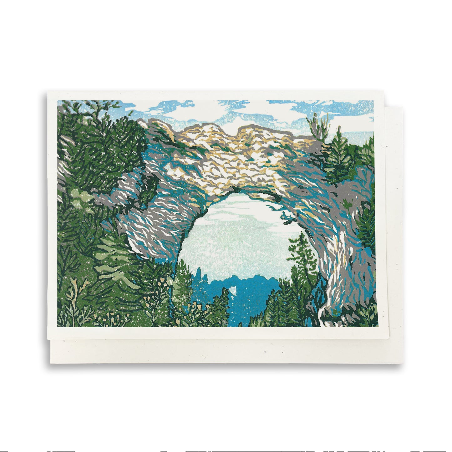 Arch Rock's Shadow Blank Greeting Card - A casually elegant card featuring Mackinac Island art by printmaker Natalia Wohletz of Peninsula Prints.