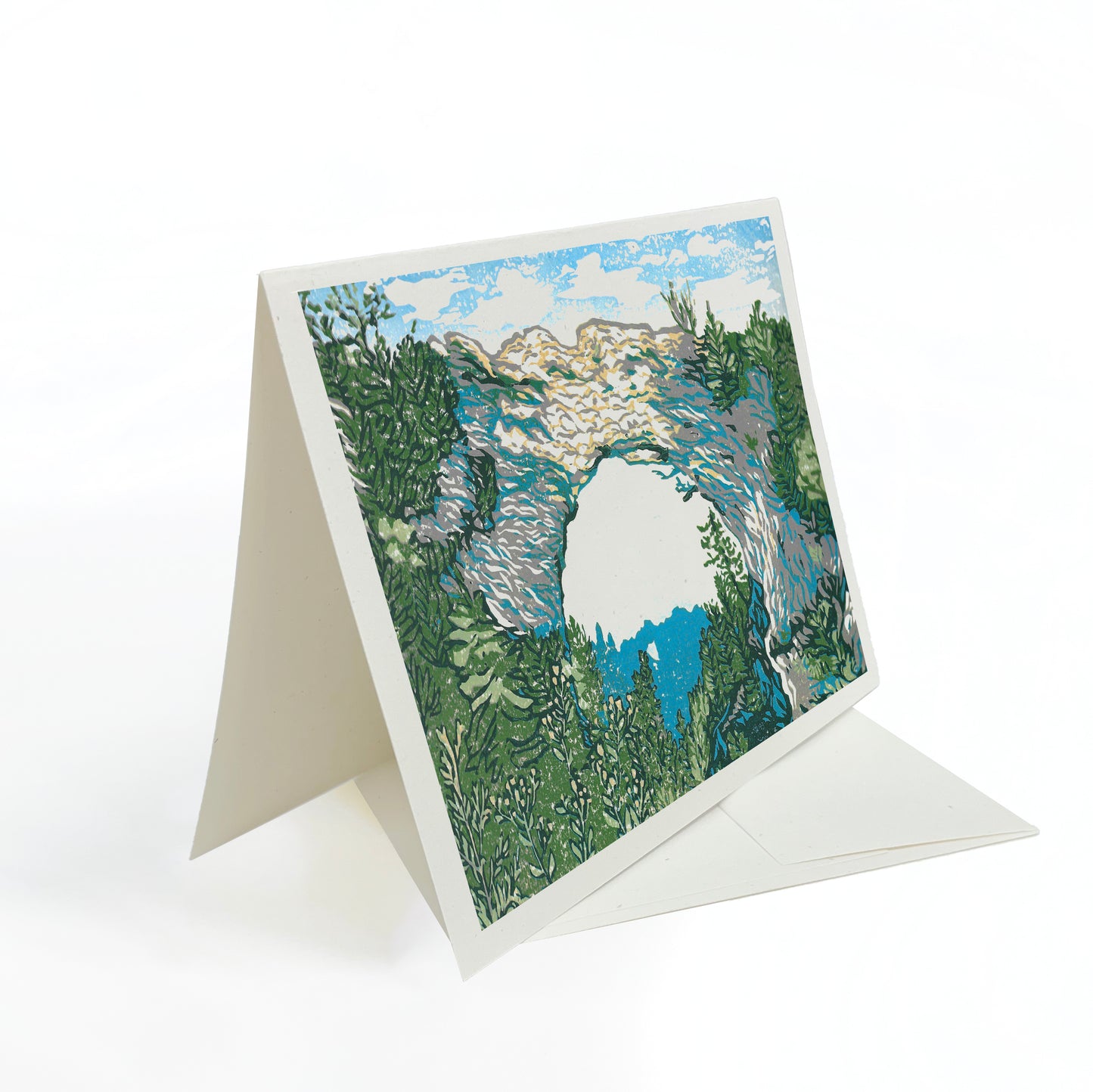 Arch Rock's Shadow Blank Greeting Card - A casually elegant card featuring Mackinac Island art by printmaker Natalia Wohletz of Peninsula Prints.