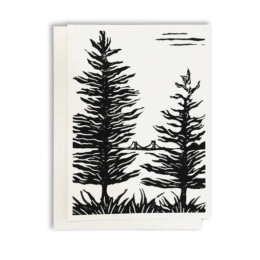 A casually elegant card featuring Mackinac Island art by Natalia Wohletz titled Beach Lookout.