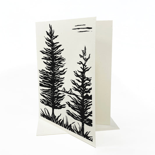 A casually elegant card featuring Mackinac Island art by Natalia Wohletz titled Beach Lookout.