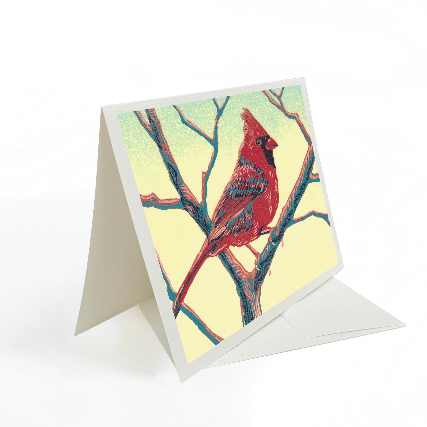 A casually elegant card featuring Michigan wildlife art by Natalia Wohletz titled Cardinal.