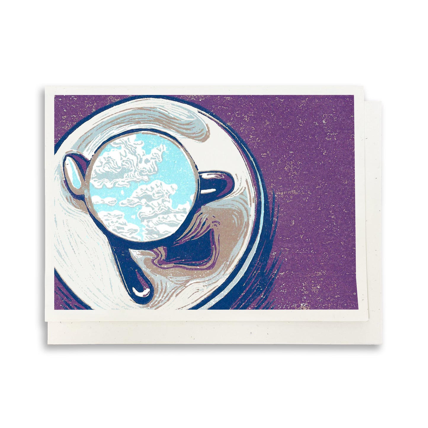 A casually elegant card featuring coffee shop inspired art by Natalia Wohletz titled Clouds in My Coffee.