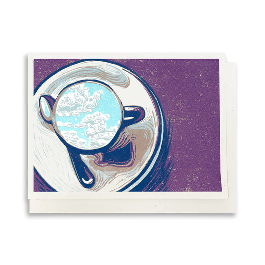 A casually elegant card featuring coffee shop inspired art by Natalia Wohletz titled Clouds in My Coffee.