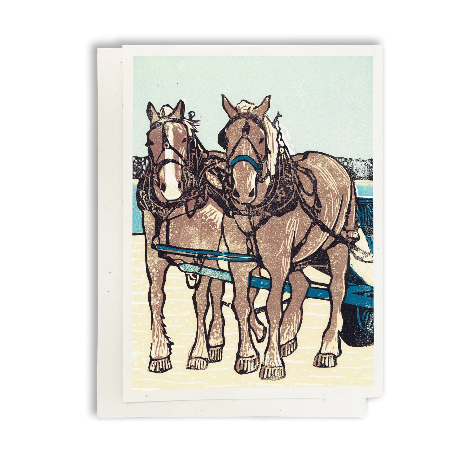 Dray Team on the Dock greeting card by Natalia Wohletz, Peninsula Prints.