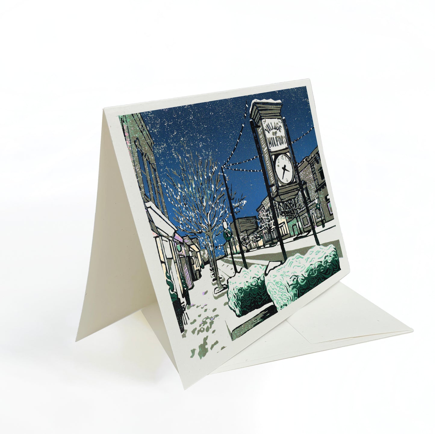 A casually elegant card featuring Milford, Michigan, art by Natalia Wohletz titled Milford Lights.