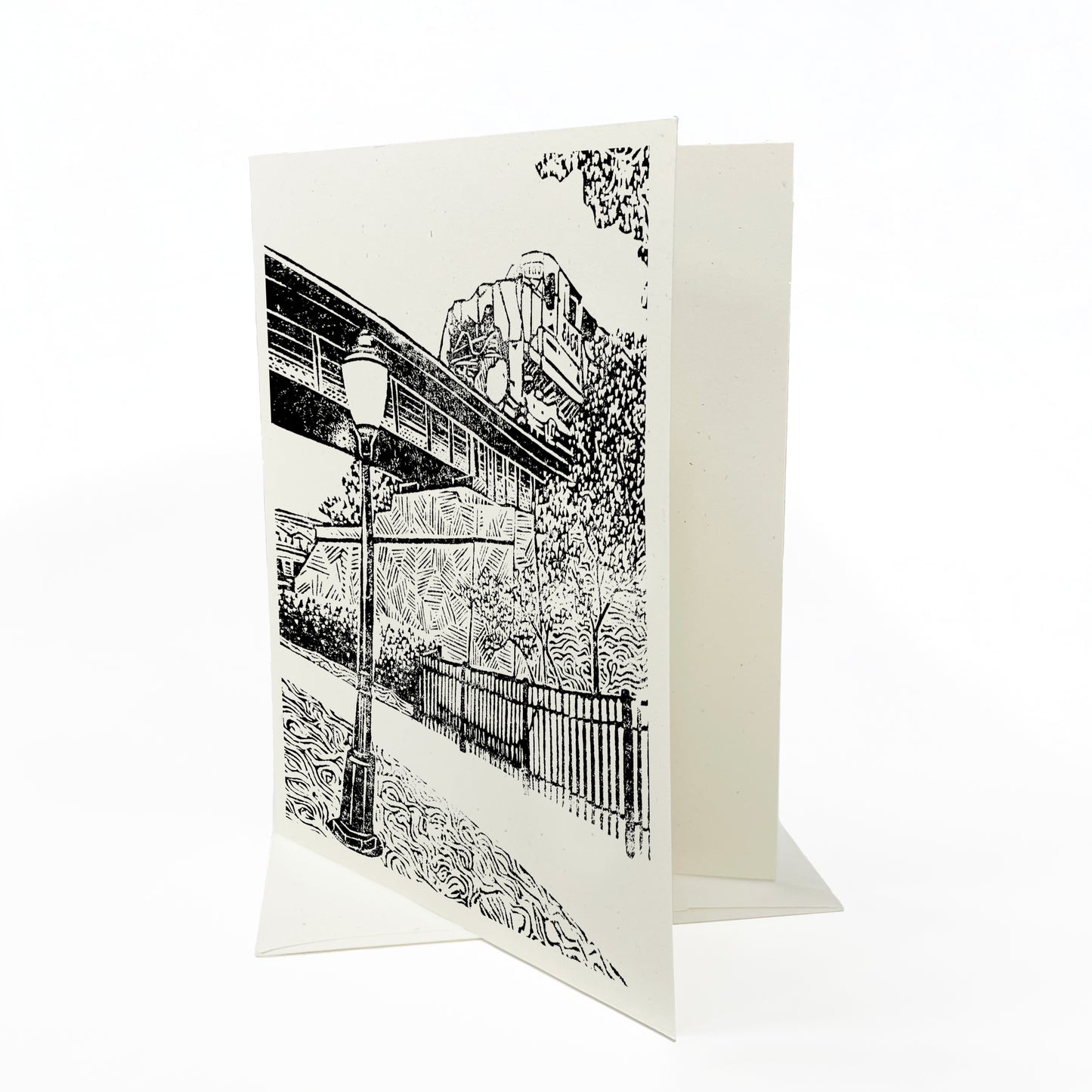 A casually elegant card featuring Milford, Michigan, art by Natalia Wohletz titled Milford Train.