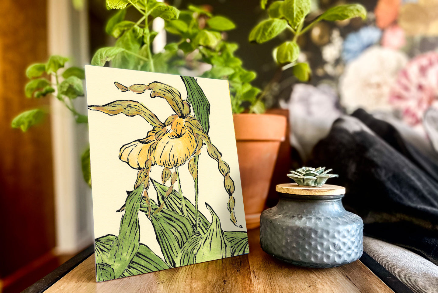 Mackinac wildflower art by Natalia Wohletz of Peninsula Prints titled Lady's Slipper Pair.