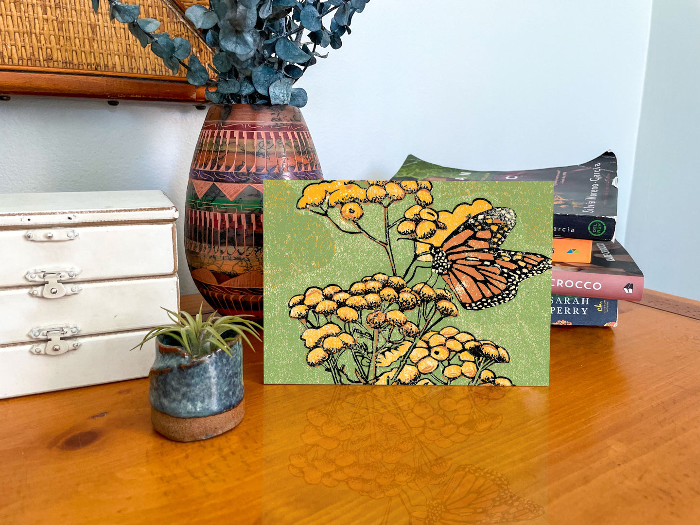 Monarch on Tansy Giclée Fine Art Print by printmaker Natalia Wohletz of Peninsula Prints.