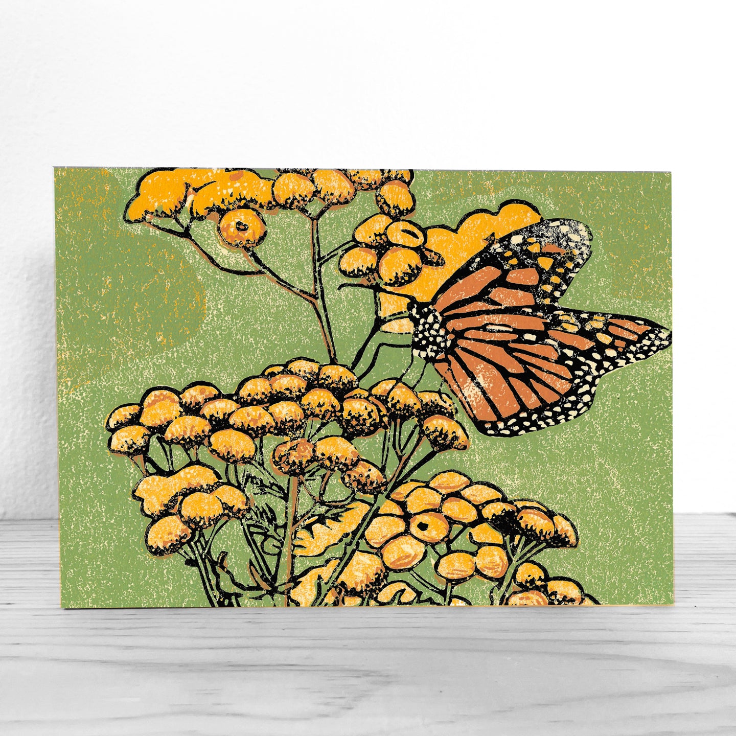 Monarch on Tansy Giclée Fine Art Print by printmaker Natalia Wohletz of Peninsula Prints.
