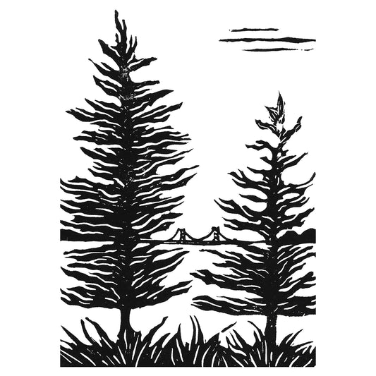 Beach Lookout Original Block Print. Contemporary Mackinac Island art by Natalia Wohletz of Peninsula Prints.