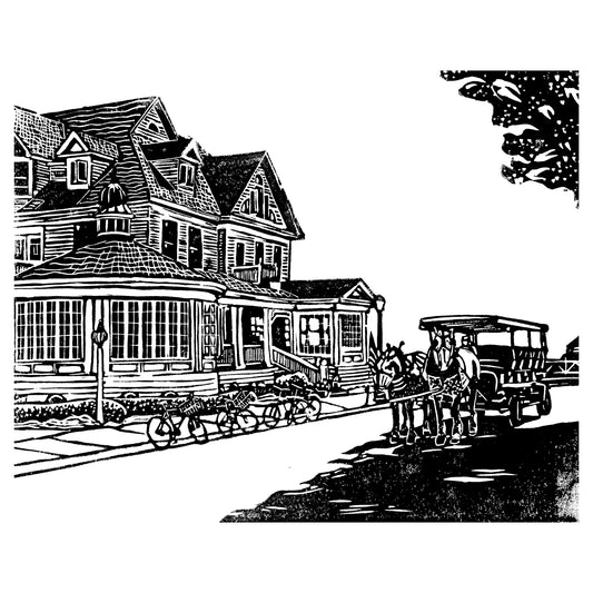 Mackinac Island art by Natalia Wohletz of Peninsula Prints titled Hotel Iroquois.