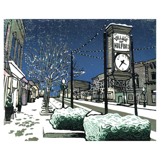 Contemporary Milford, Michigan, art by Natalia Wohletz of Peninsula Prints titled Milford Lights.
