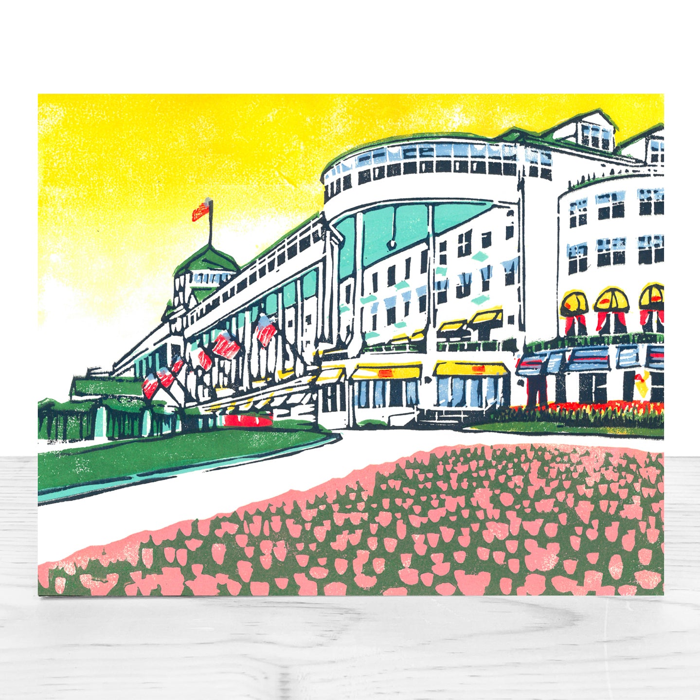 Contemporary Mackinac Island art by Natalia Wohletz of Peninsula Prints titled The Grand Hotel.
