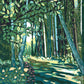 Cedar Trail.  Lino cut block print by Natalia Wohletz.