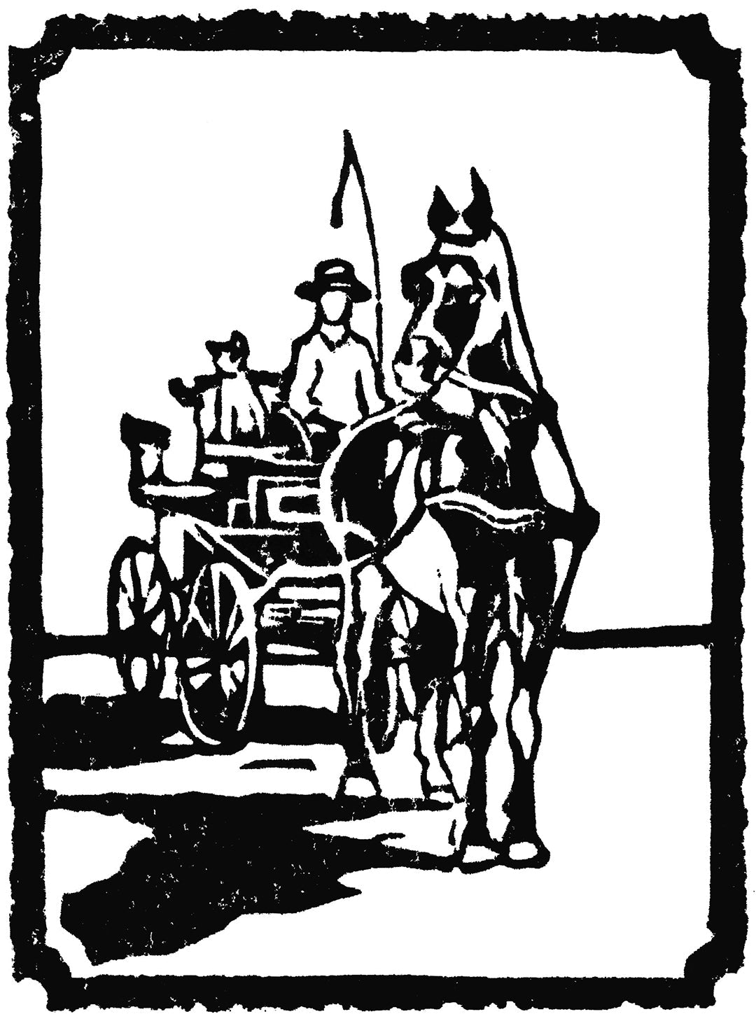 Mini Carriage Ride Original Block Print