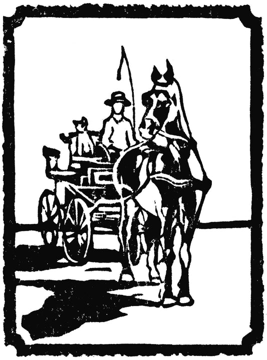 Mini Carriage Ride Original Block Print