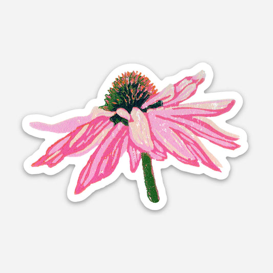 Echinacea Coneflower Vinyl Sticker by Natalia Wohletz of Peninsula Prints.