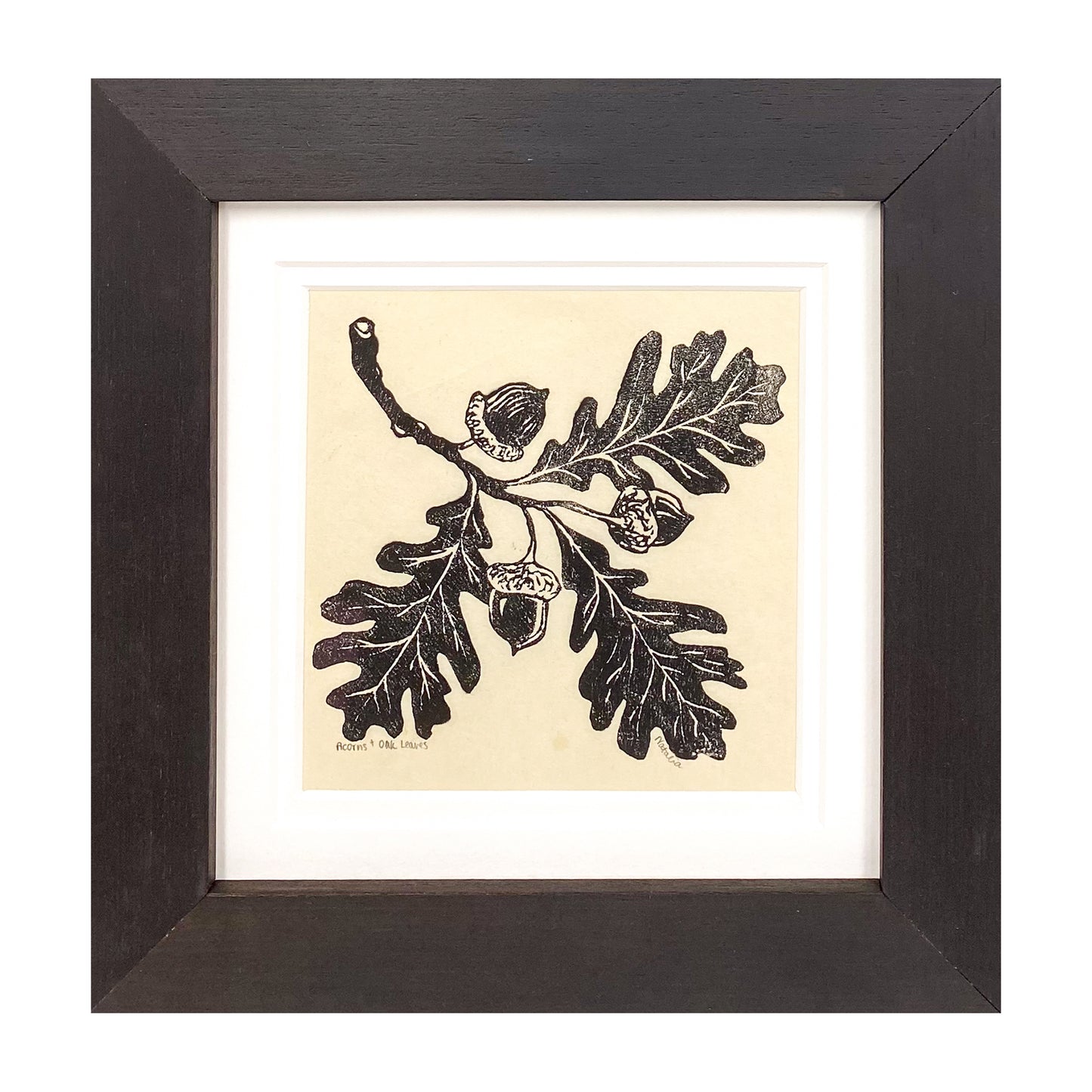 Acorns & Oak Leaves Original Block Print