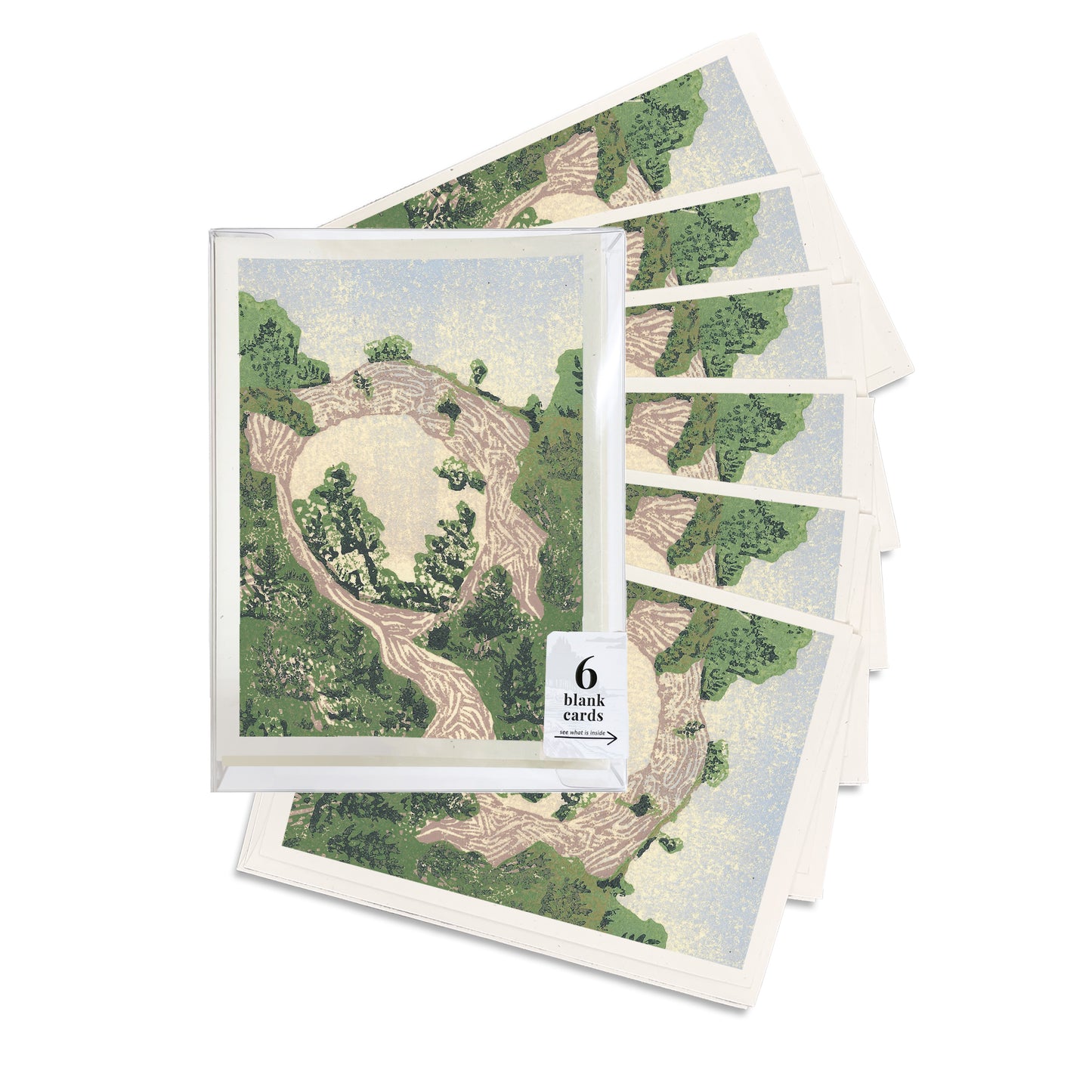 Arch Rock from Below #2 Blank Greeting Cards - A boxed set of six casually elegant cards featuring Mackinac Island art by printmaker Natalia Wohletz of Peninsula Prints.