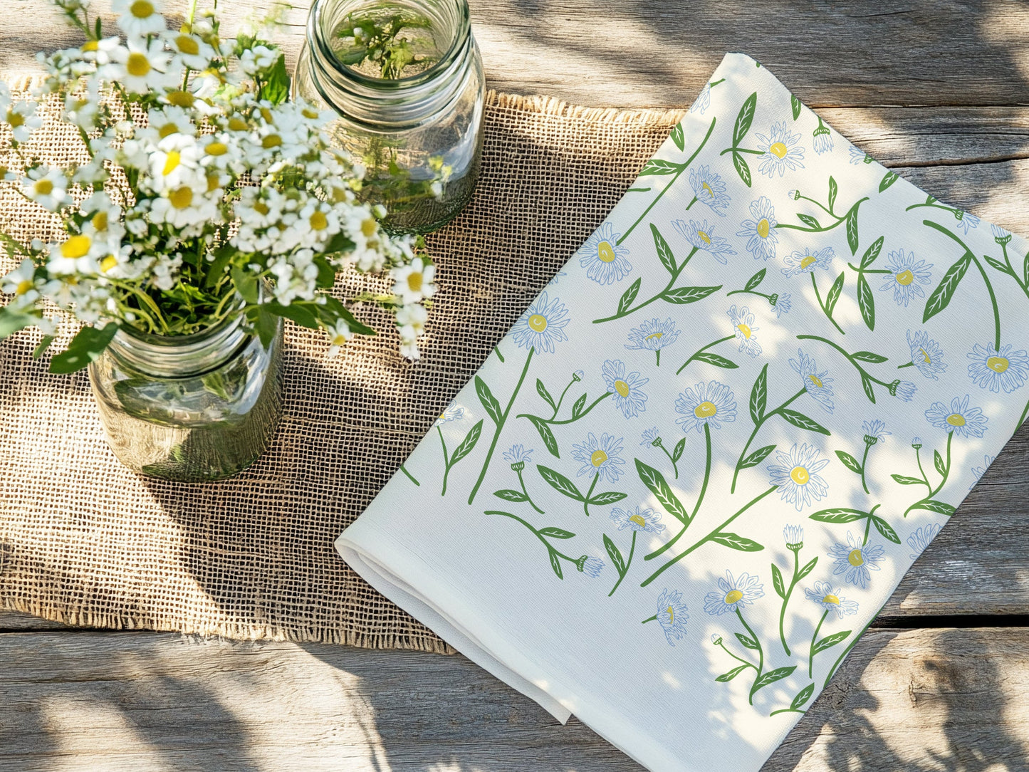 Flour Sack Kitchen Towel - Daisy Garden