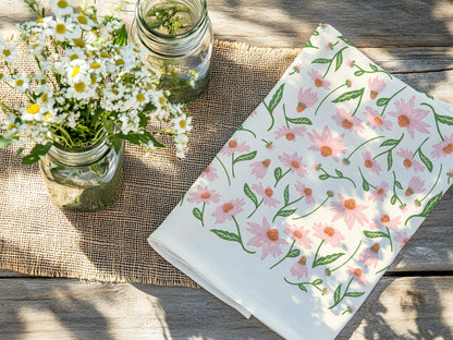 Flour Sack Kitchen Towel - Echinacea Garden
