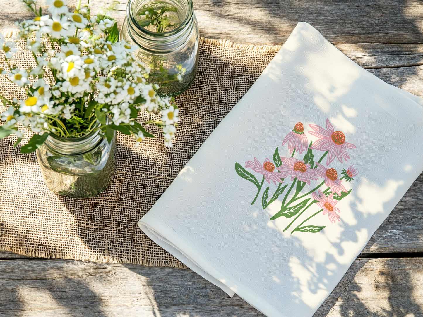 Flour Sack Kitchen Towel - Echinacea