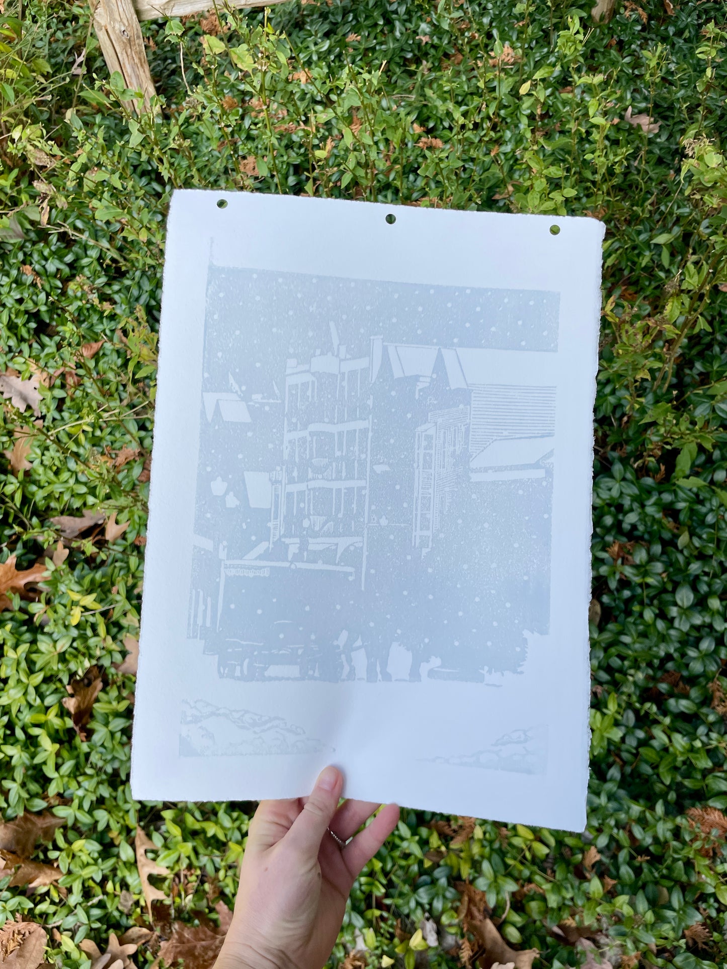 Christmas On Mackinac Original Block Print