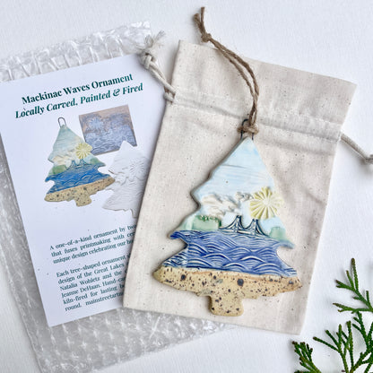 Mackinac Waves Tree Ornament
