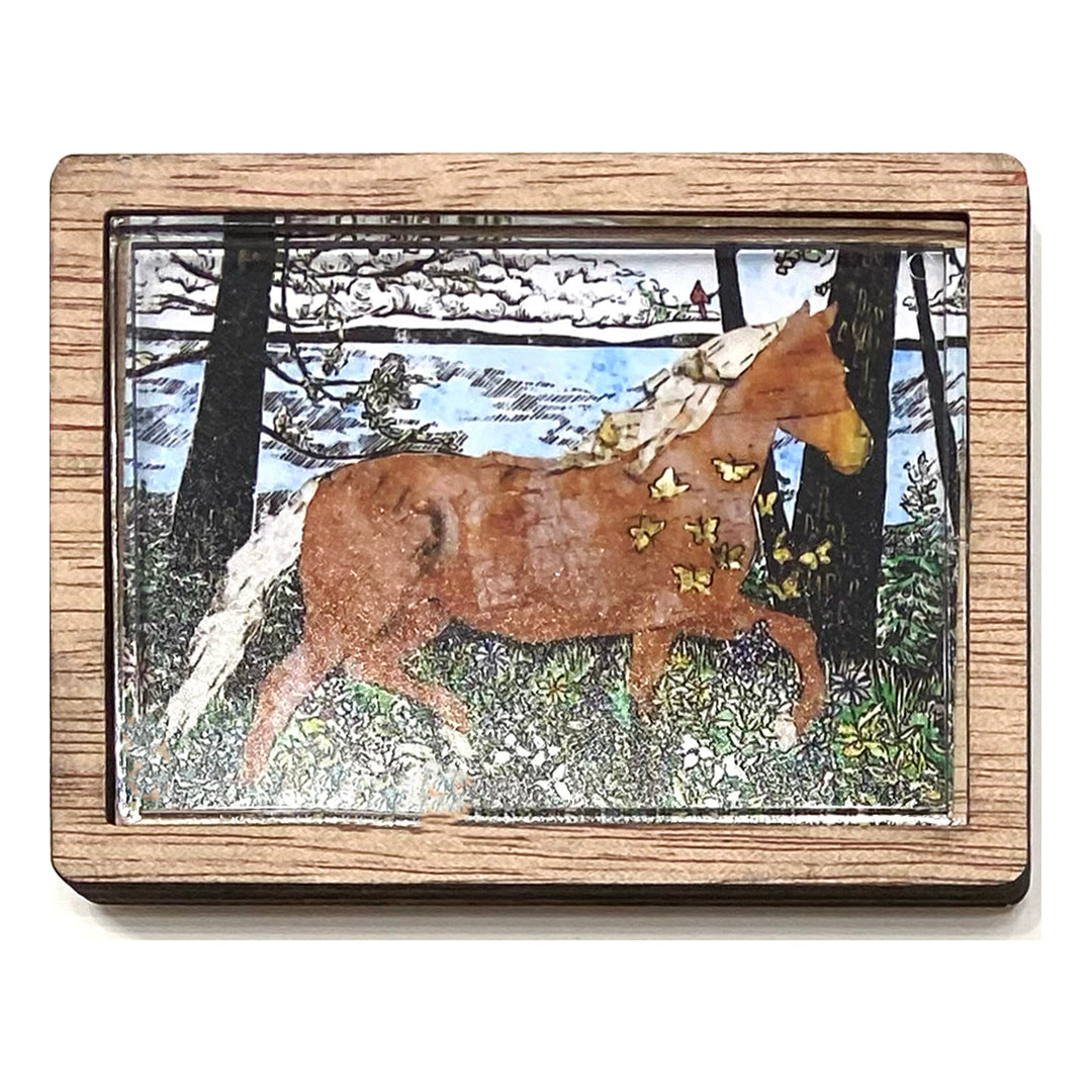Morning Frolic framed wooden magnet by Natalia Wohletz of Peninsula Prints.