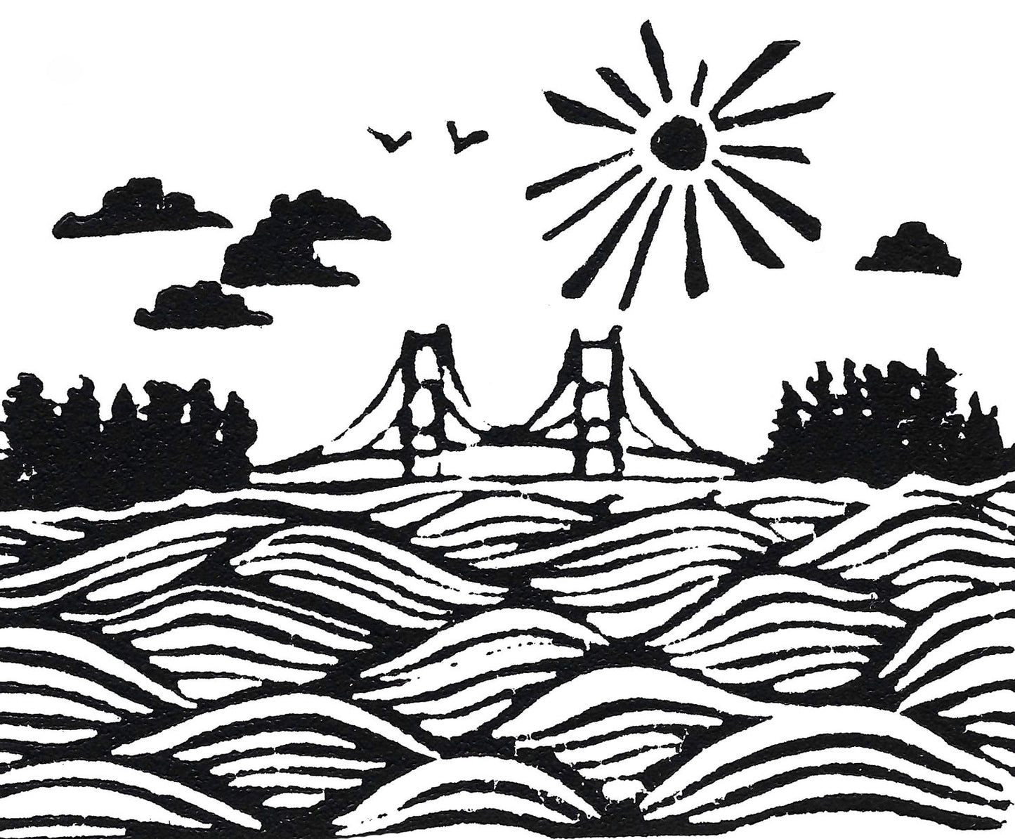 Mackinac Waves Original Block Print