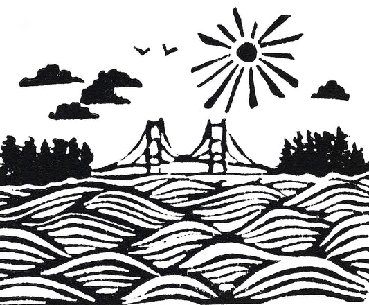 Mackinac Waves Original Block Print
