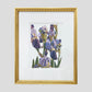 Purple Irises Original Block Print by Natalia Wohletz of Peninsula Prints.