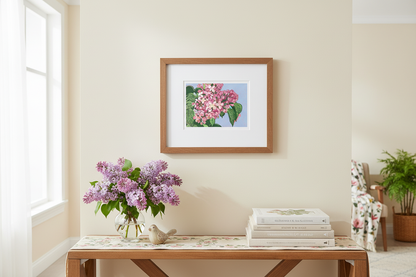 Framed Lilacs Block Print Lifestyle Image