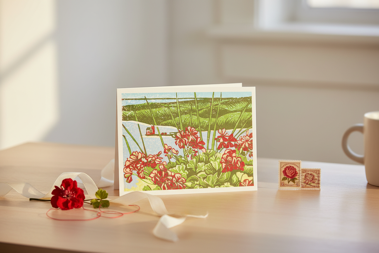 Grand Geranium Card Clean Version